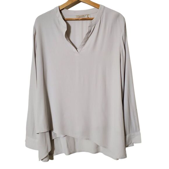 Soft Surroundings Tops - Soft Surroundings Gauze Tunic Top Size L Petite 3/4 Roll Tab Sleeve Womens